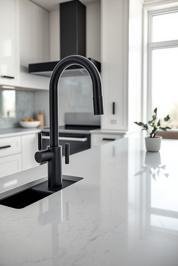 black fixtures enhance neutrals