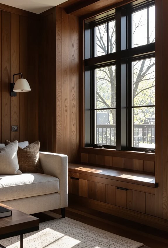 black frames accentuate wood
