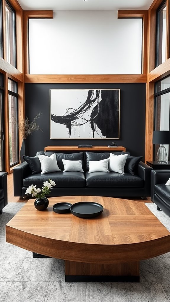 black furniture with oak trim