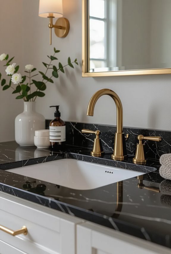 black granite gold fixtures