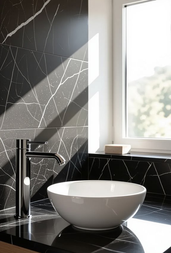 black granite textured walls