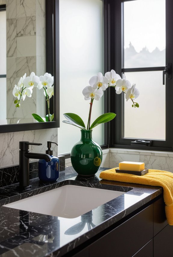 black granite with accents