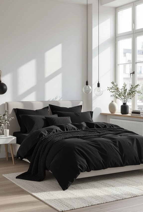 black layered textured bedding