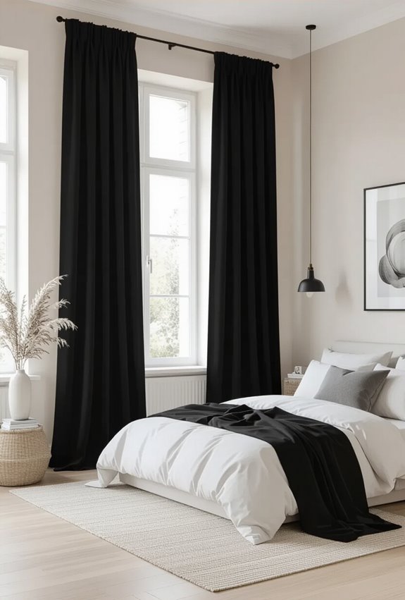 black layered window treatments