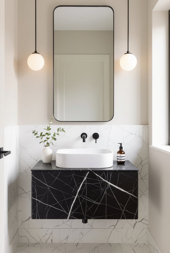 black marble bright lighting