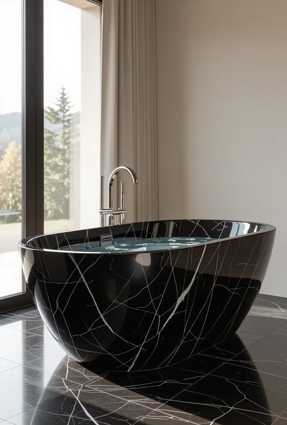 black marble freestanding heated