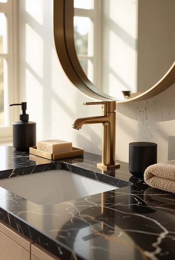 black marble gold veined countertops
