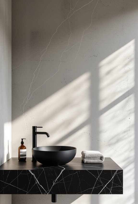 black marble meets concrete chic