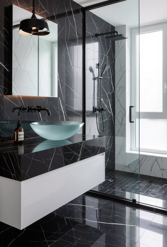 black marble with glass