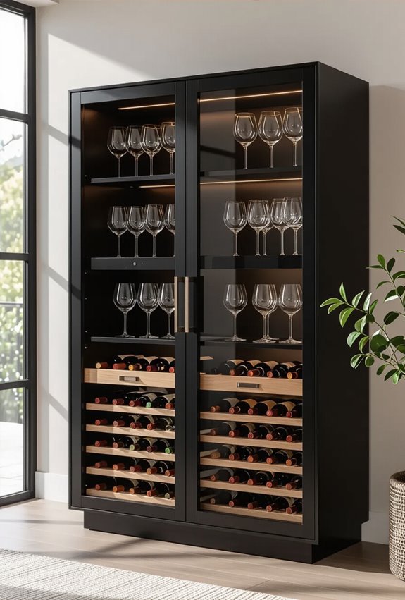black modular temperature controlled winewall