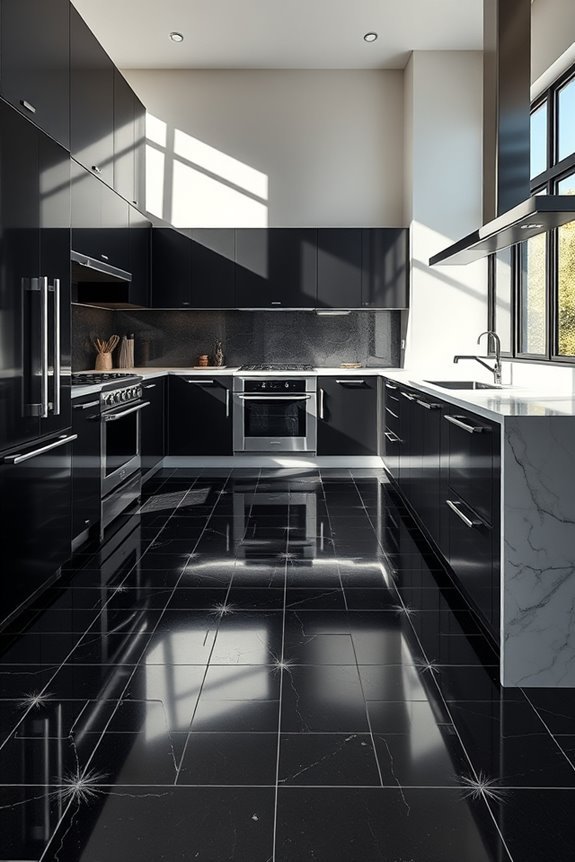 black mosaic kitchen elegance
