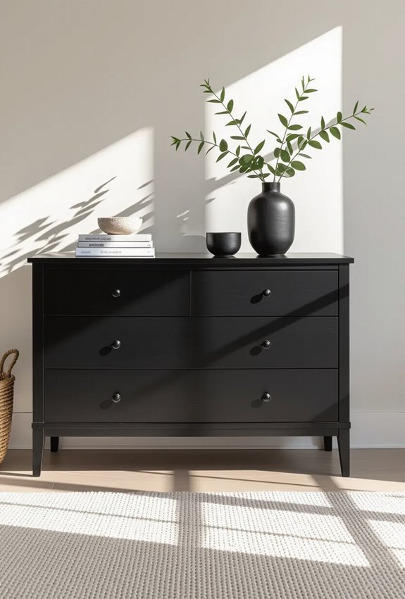 black painted hardware emphasizes details