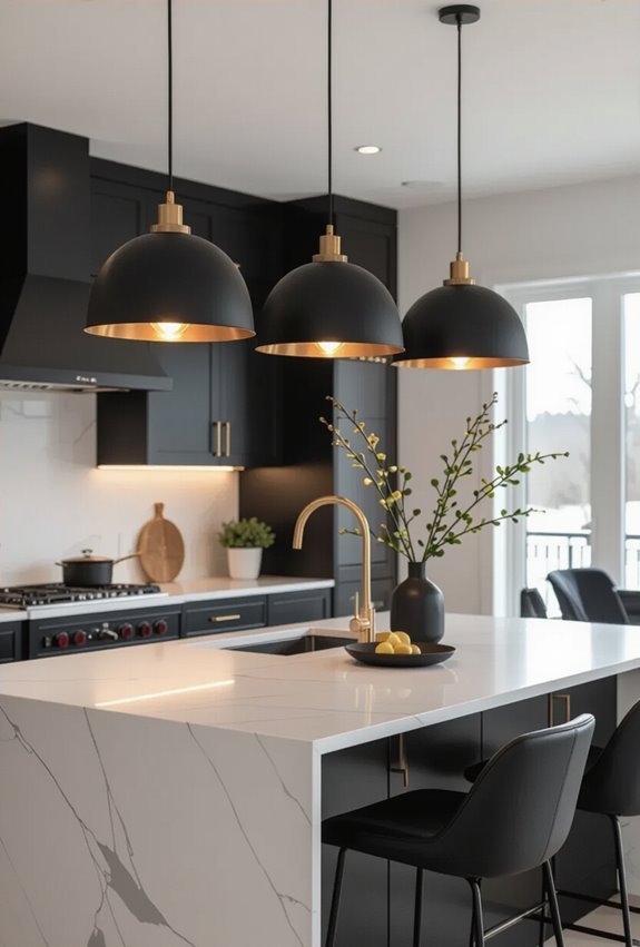black pendant lamps gold interiors