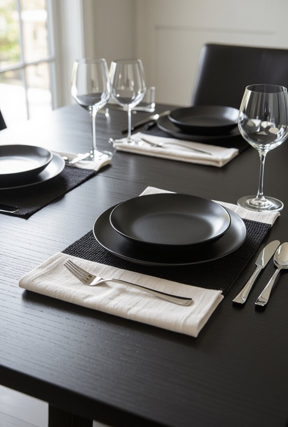 black runner anchors table settings