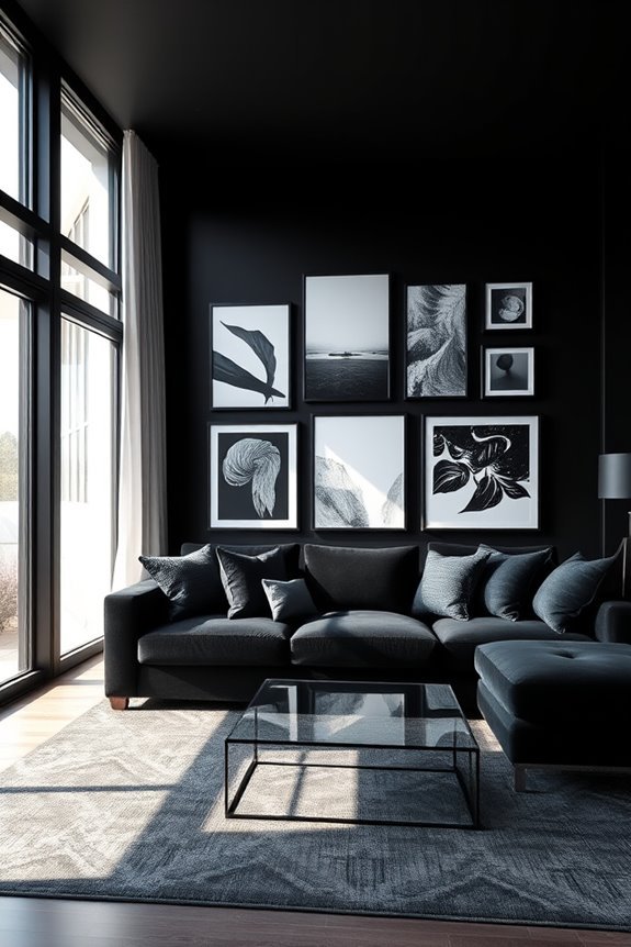 black themed gallery wall elegance
