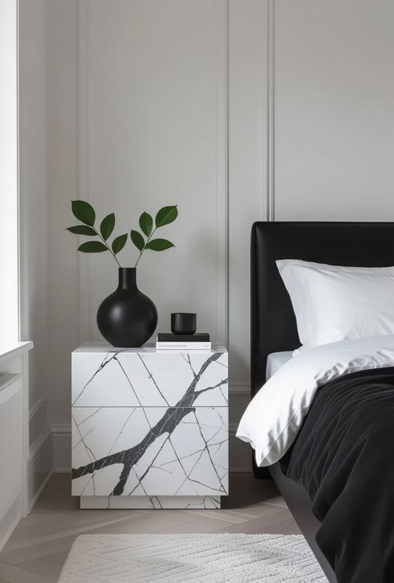 black veined marble accents