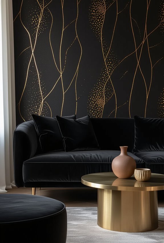 black wallpaper with metallic shimmer