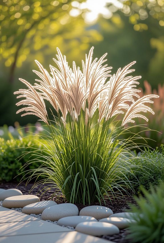 blonde variegated ornamental grasses motion