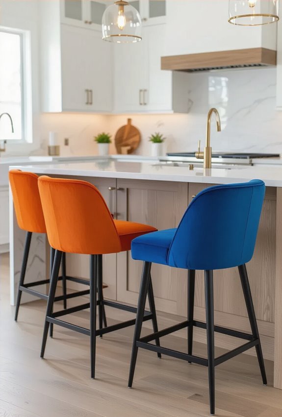 blue and orange upholstered seating