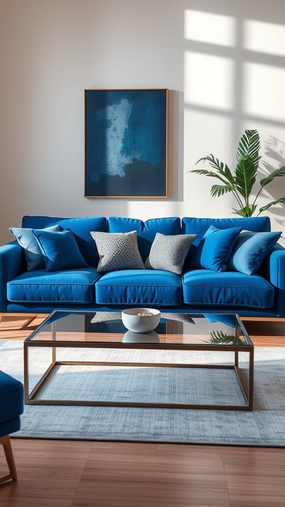 blue couch as centerpiece