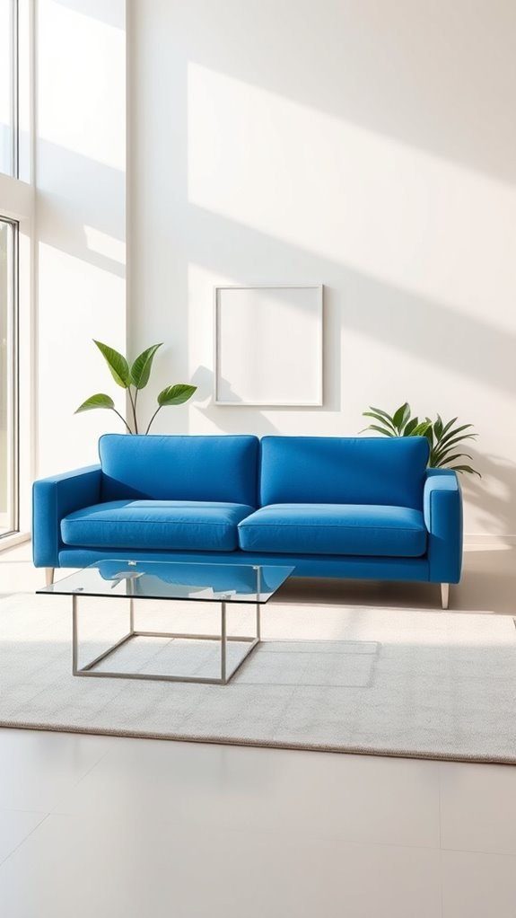 blue couch minimalist decor