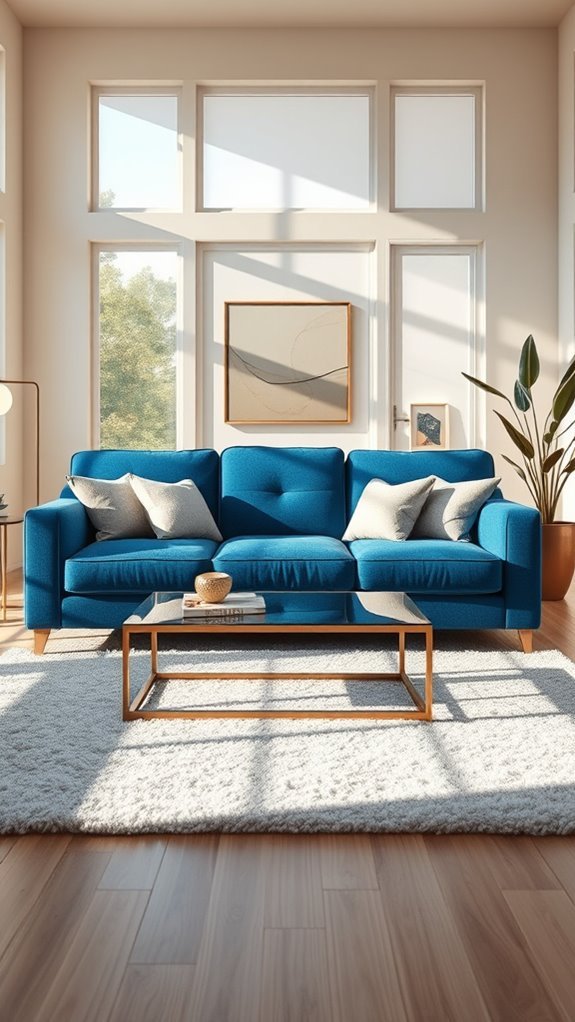 blue couch stylish accessories