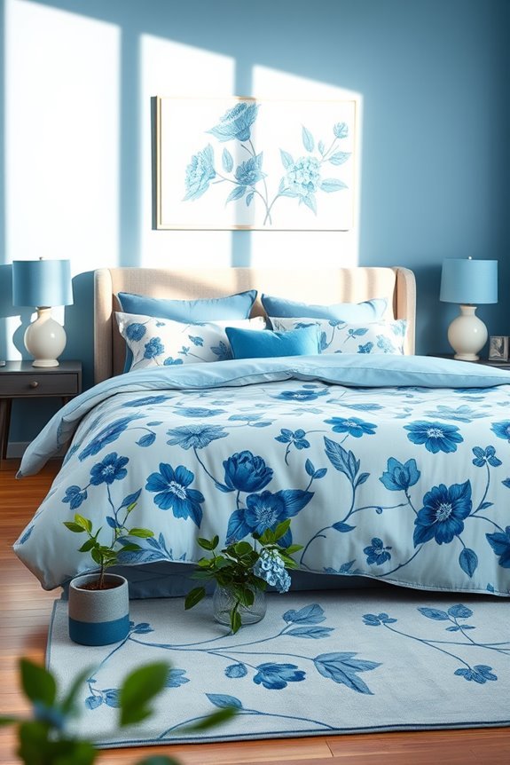 blue floral bedroom elegance