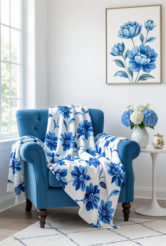 blue floral prints brighten
