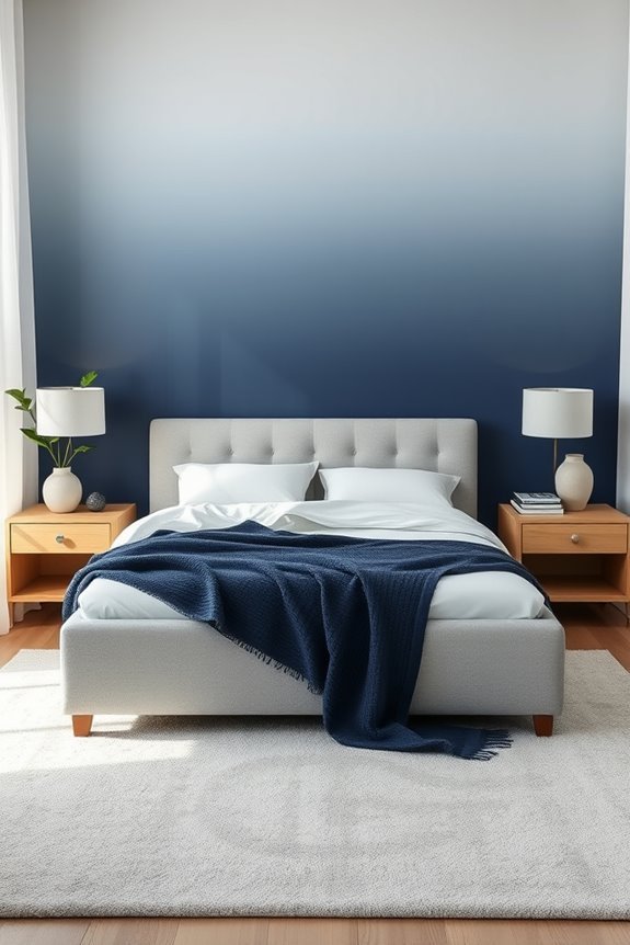 blue grey ombre wall