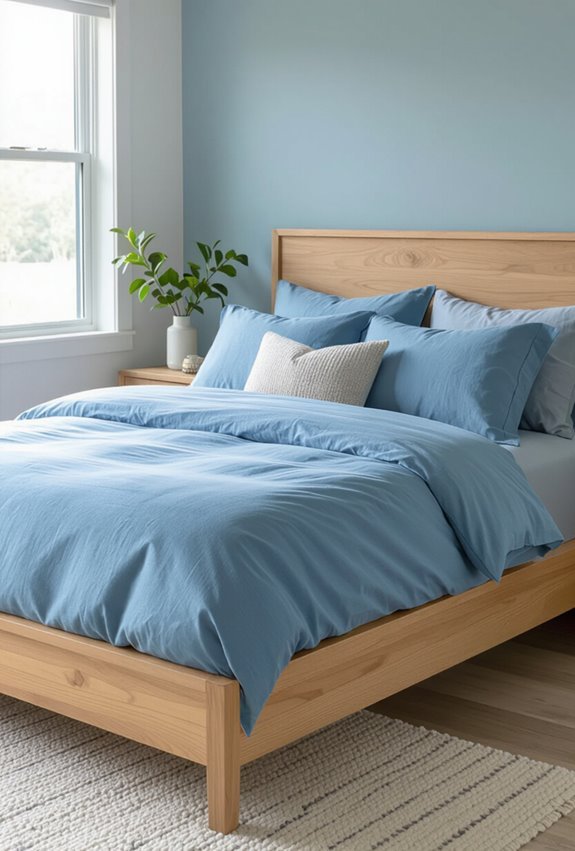 blue paired with wood