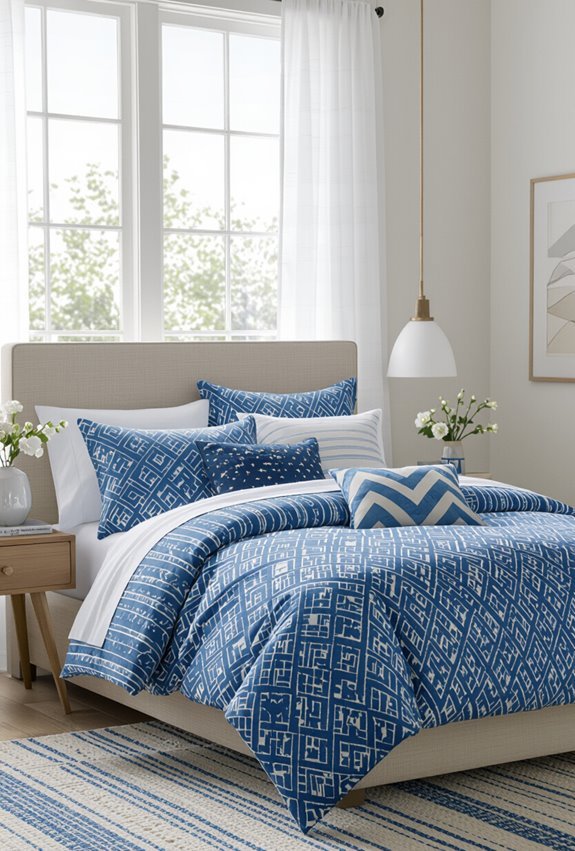 blue patterns with plants