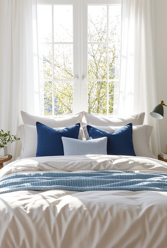 blue pillows refresh bedroom
