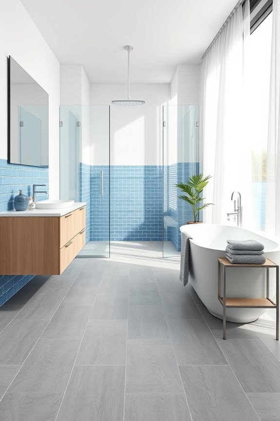 blue tiles enhance grey