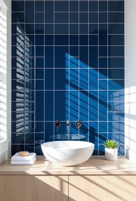 blue tiles white grout