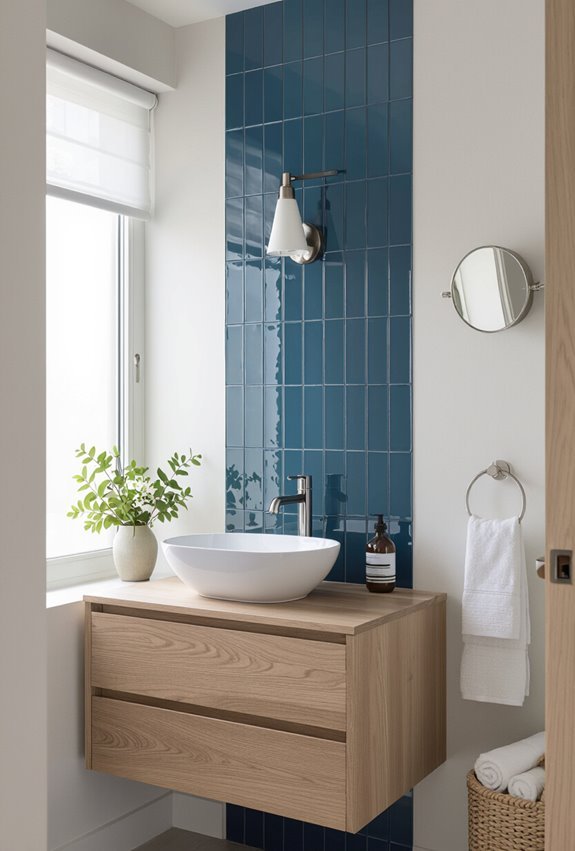blue vertical tiles wood