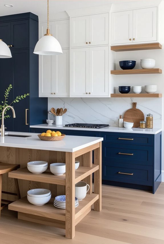 blue white natural wood