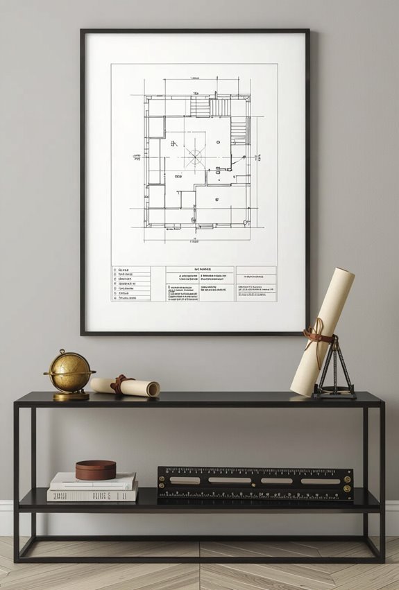 blueprint inspired industrial wall art