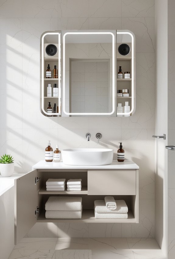 bluetooth enabled mirror cabinet
