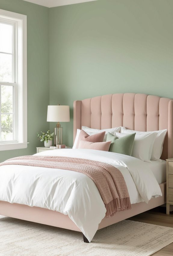 blush headboard with sage