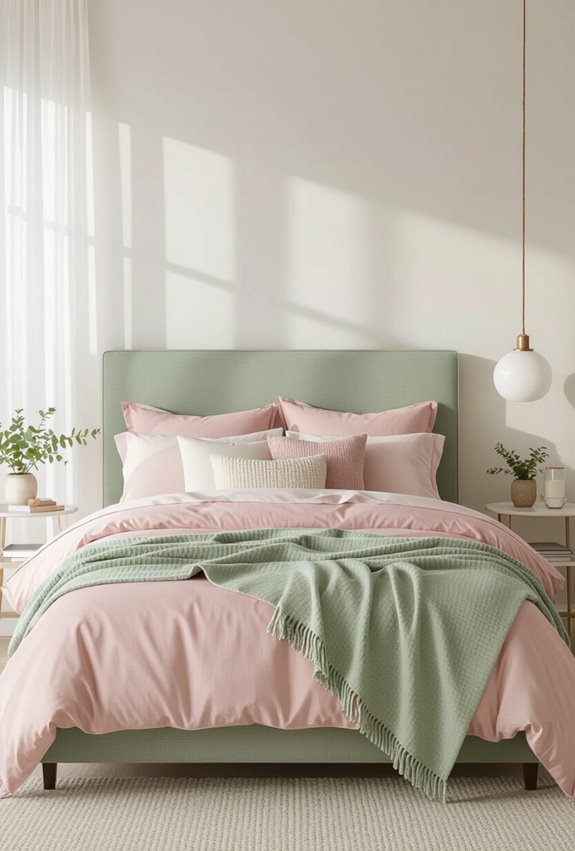 blush pink and sage green