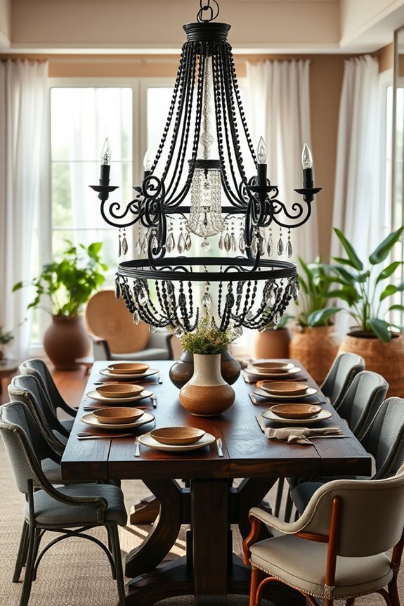 bohemian black chandelier elegance