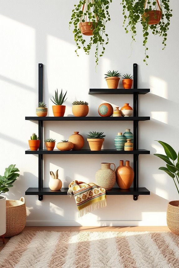 bohemian black shelf decor