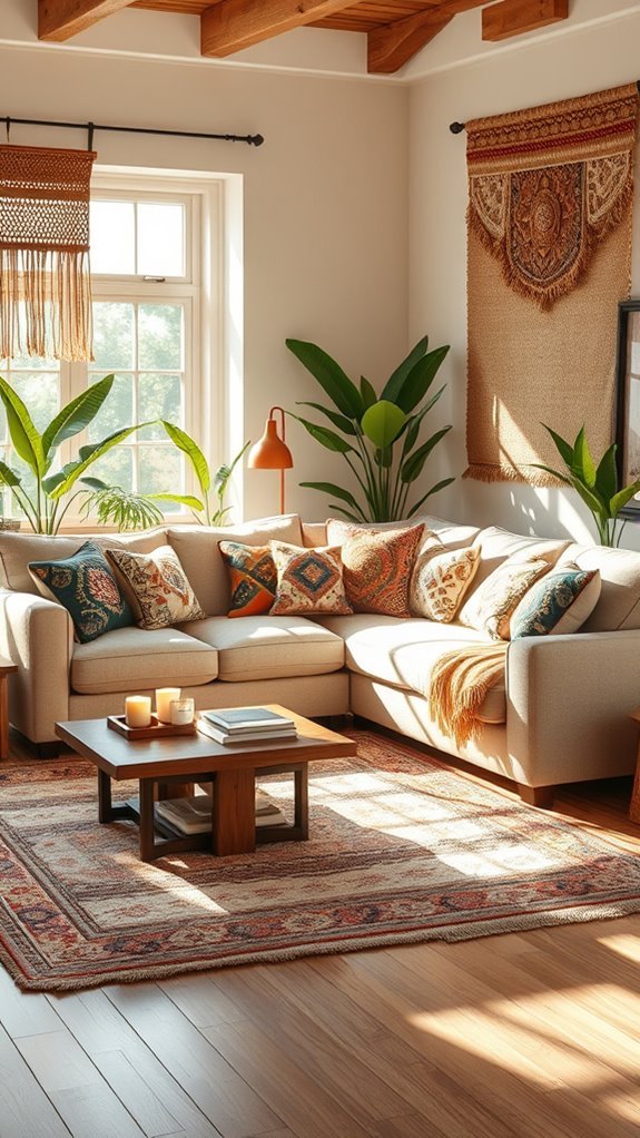 bohemian l shaped couch decor