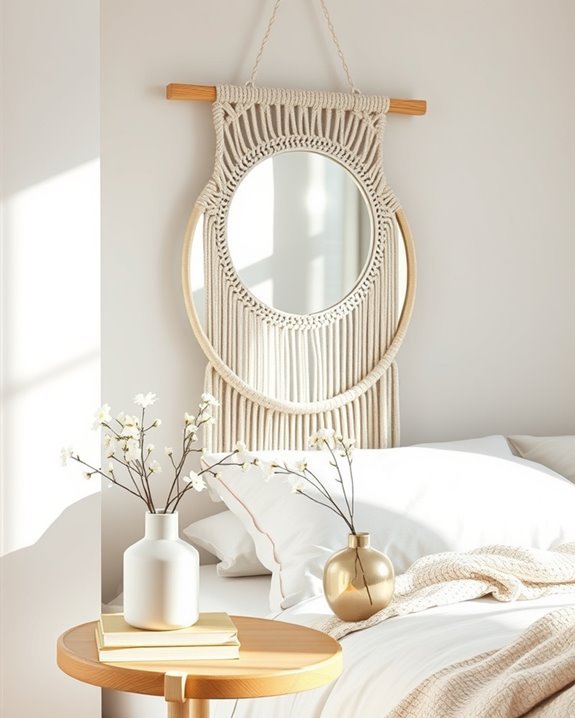 bohemian macrame mirror decor