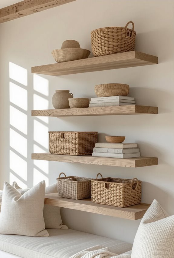 boho coastal layered shelving