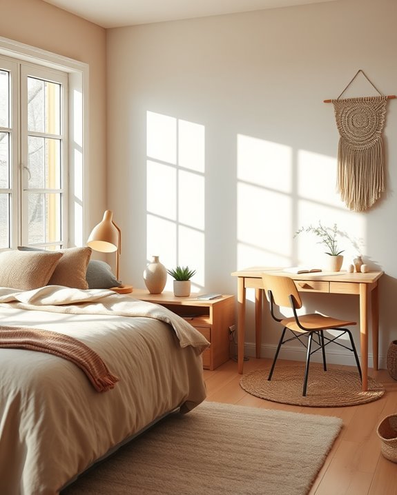 boho minimalist workspace setup