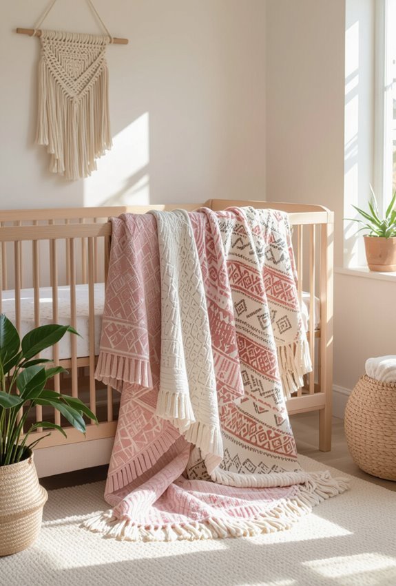boho patterned layered throws
