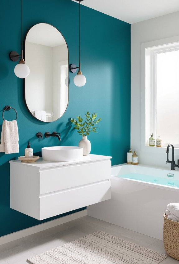 bold accent wall bathroom