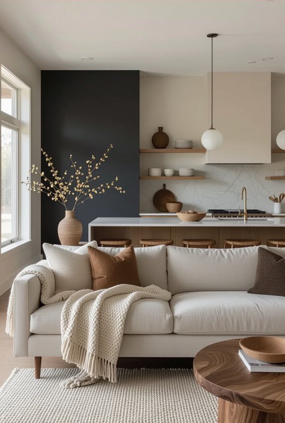 bold accent walls define zones
