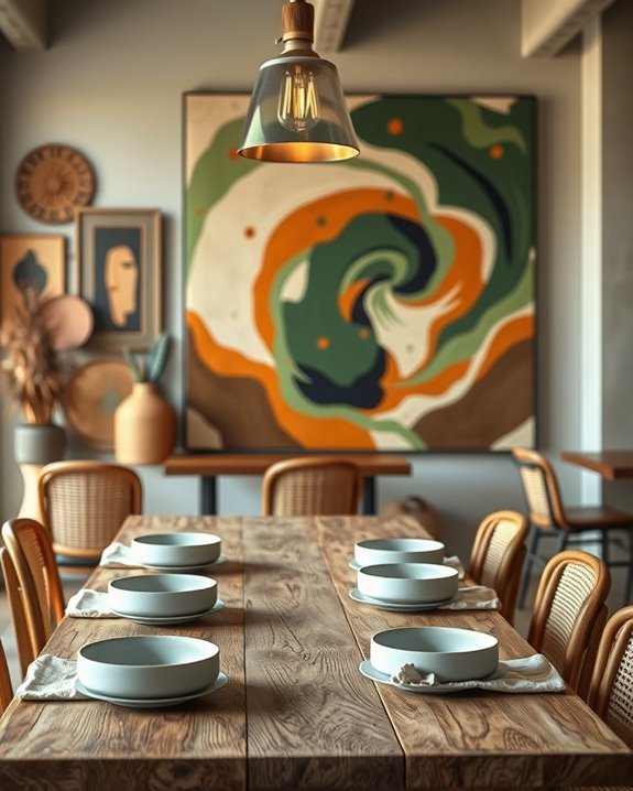bold art enhances dining